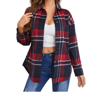 𝅺DROP shoulder curved hem plaid coat